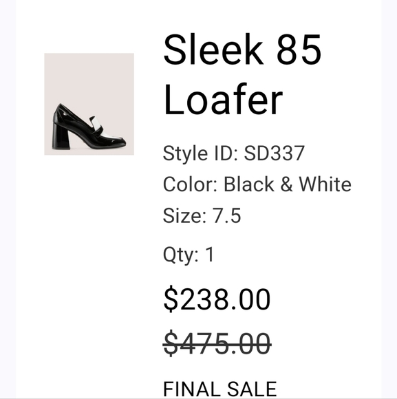 Stuart Weitzman Black and White Sleek 85 Loafer, Size 7.5 (runs narrow) - Picture 5 of 5